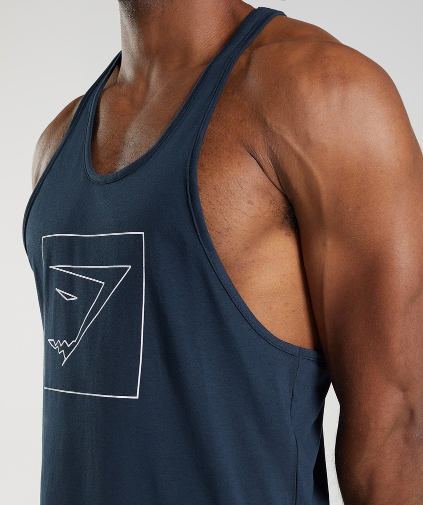 Navy Men's Gymshark Outline Stringer | USA-51862