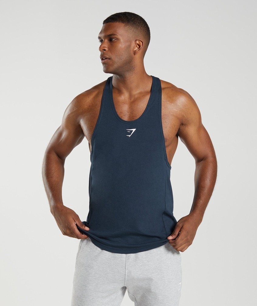 Navy Men\'s Gymshark React Stringer | USA-90456