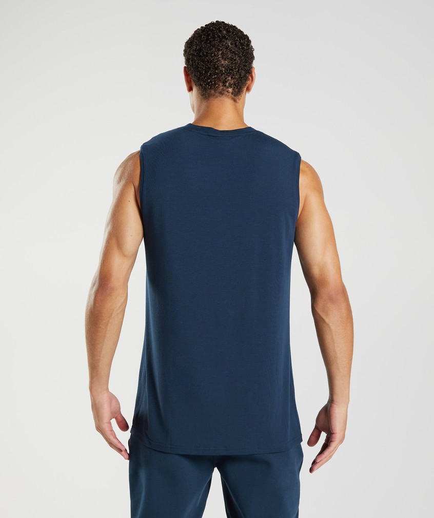 Navy Men's Gymshark Studio Tank | USA-97281