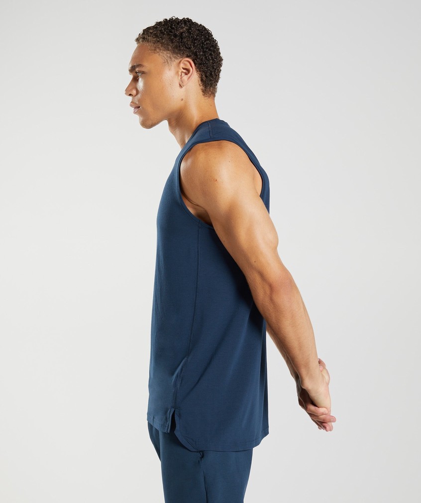 Navy Men's Gymshark Studio Tank | USA-97281