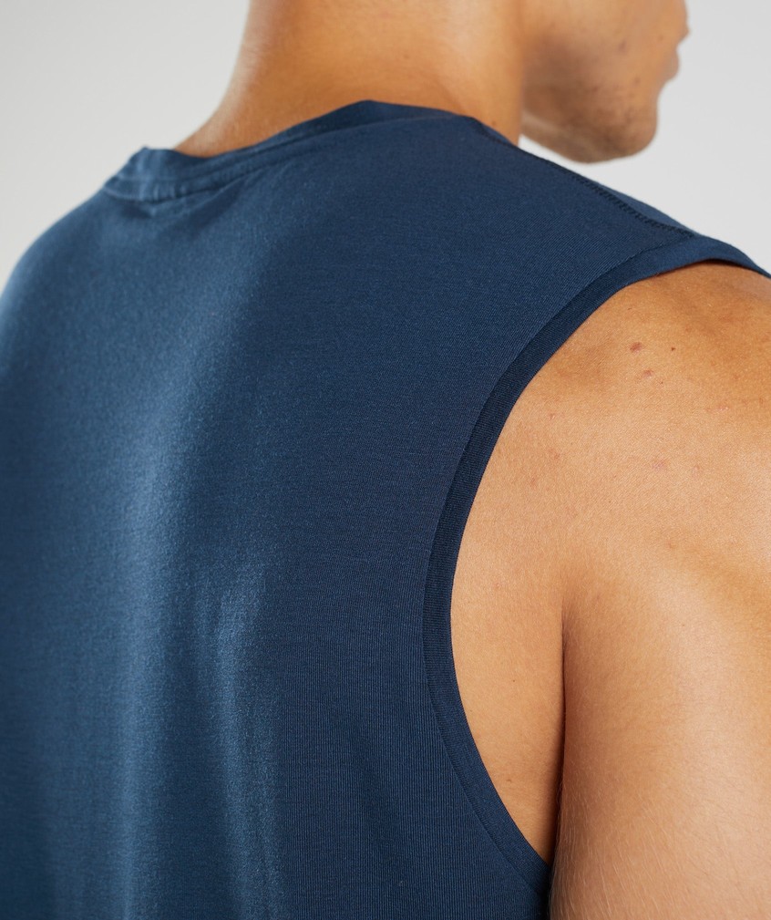 Navy Men's Gymshark Studio Tank | USA-97281