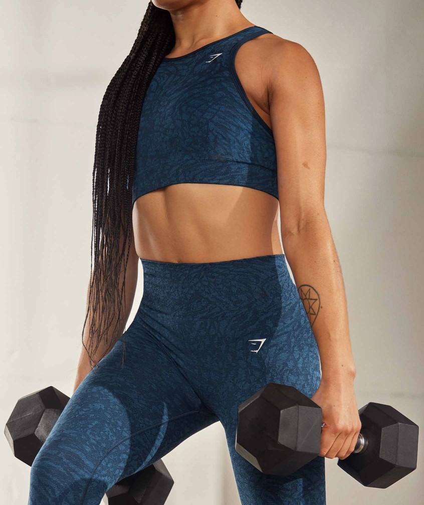 Navy Women's Gymshark Adapt Animal Seamless Leggings | USA-89357