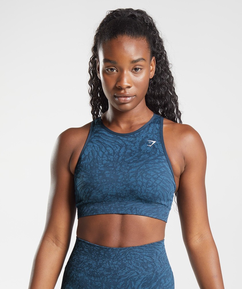 Navy Women's Gymshark Adapt Animal Seamless Sports Bra | USA-96348