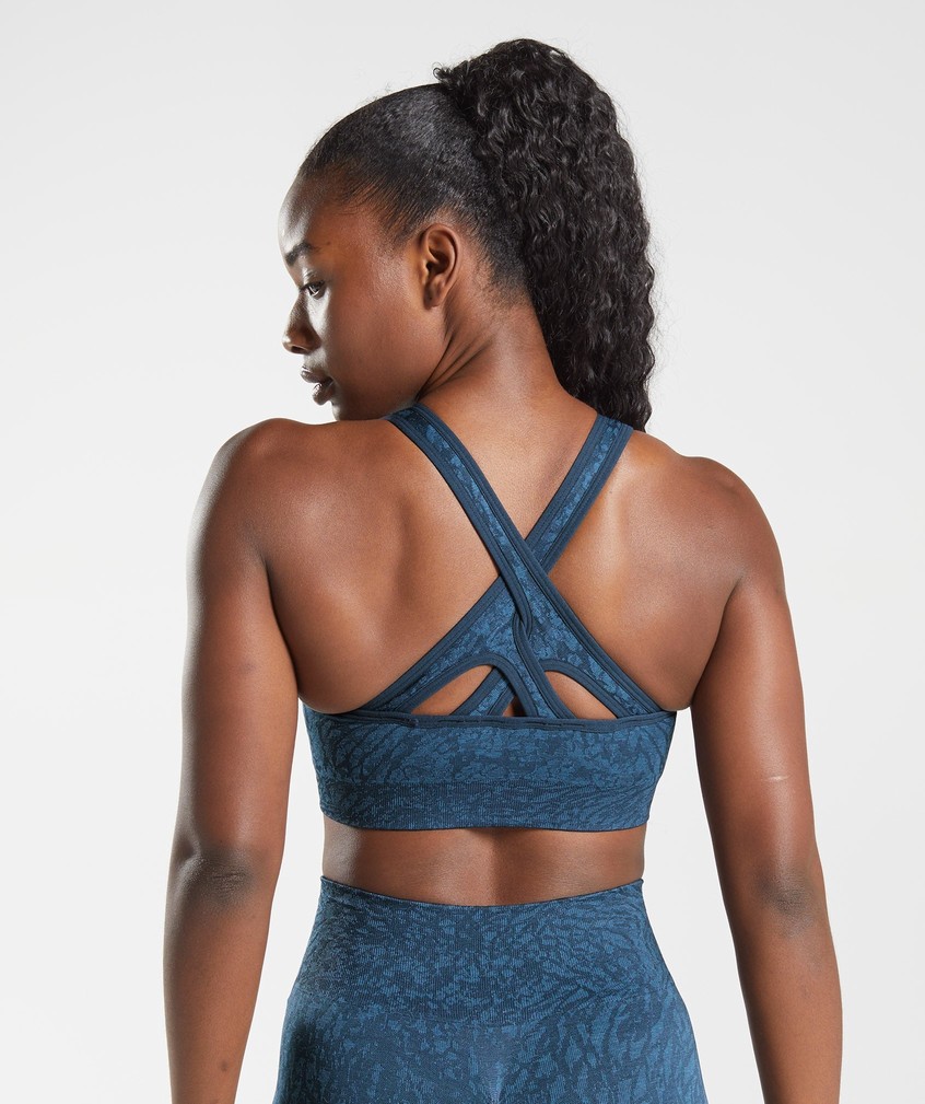 Navy Women's Gymshark Adapt Animal Seamless Sports Bra | USA-96348