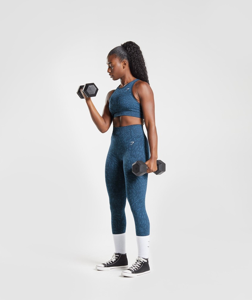 Navy Women's Gymshark Adapt Animal Seamless Sports Bra | USA-96348