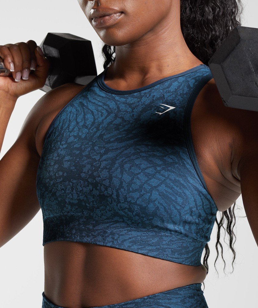 Navy Women's Gymshark Adapt Animal Seamless Sports Bra | USA-96348