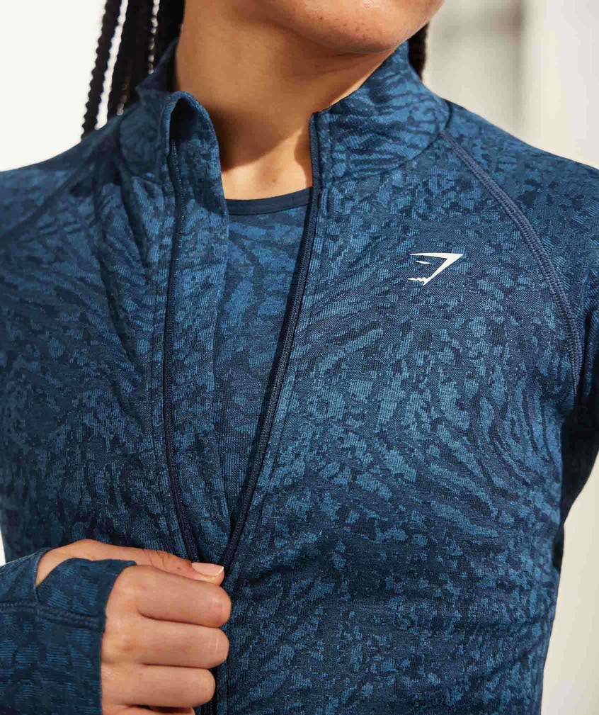 Navy Women's Gymshark Adapt Animal Zip Through Jackets | USA-43798