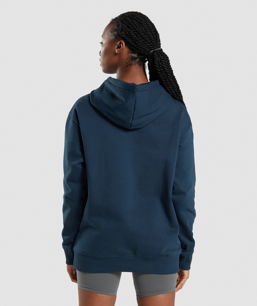 Navy Women's Gymshark Apollo Oversized Hoodie Pullover | USA-86409