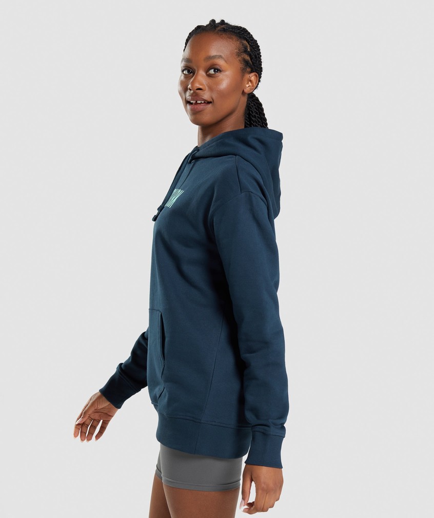 Navy Women's Gymshark Apollo Oversized Hoodie Pullover | USA-86409