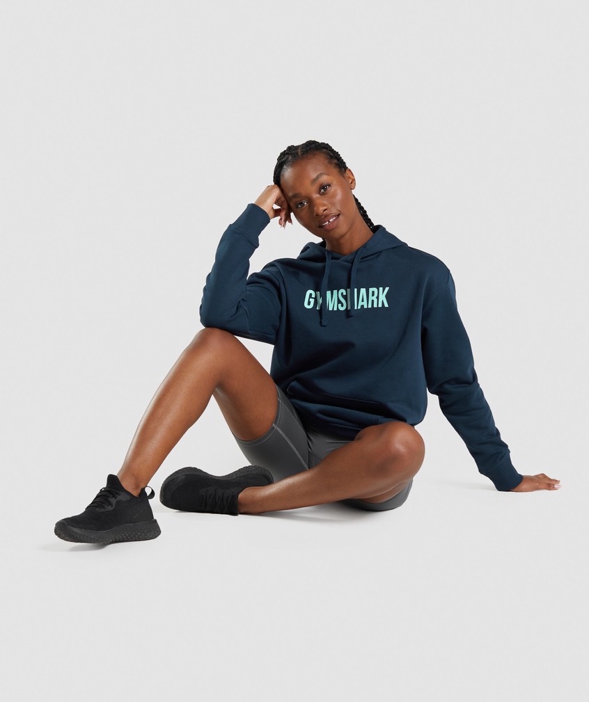 Navy Women's Gymshark Apollo Oversized Hoodie Pullover | USA-86409