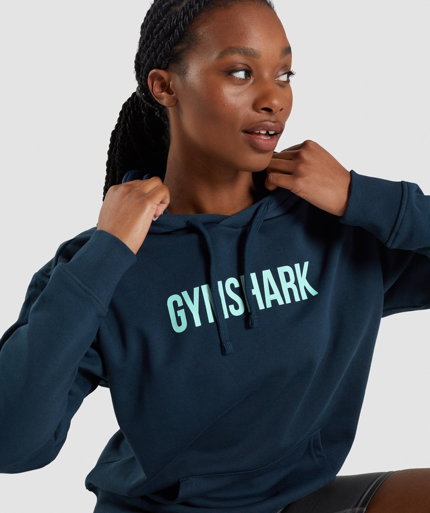 Navy Women's Gymshark Apollo Oversized Hoodie Pullover | USA-86409