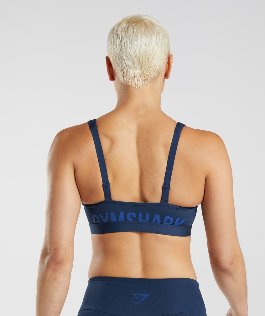 Navy Women's Gymshark Fraction Sports Bra | USA-01482