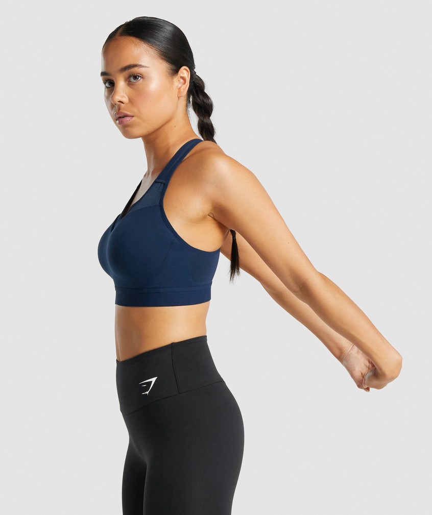 Navy Women's Gymshark Open Back Sports Bra | USA-34908