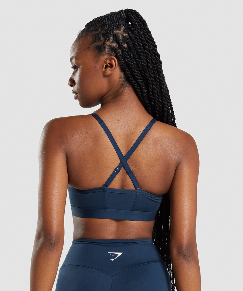 Navy Women's Gymshark Ruched Sports Bra | USA-73152