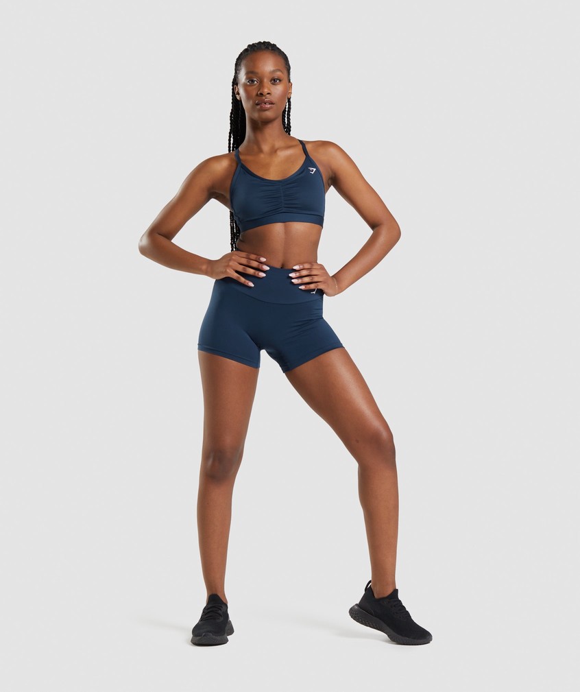 Navy Women's Gymshark Ruched Sports Bra | USA-73152