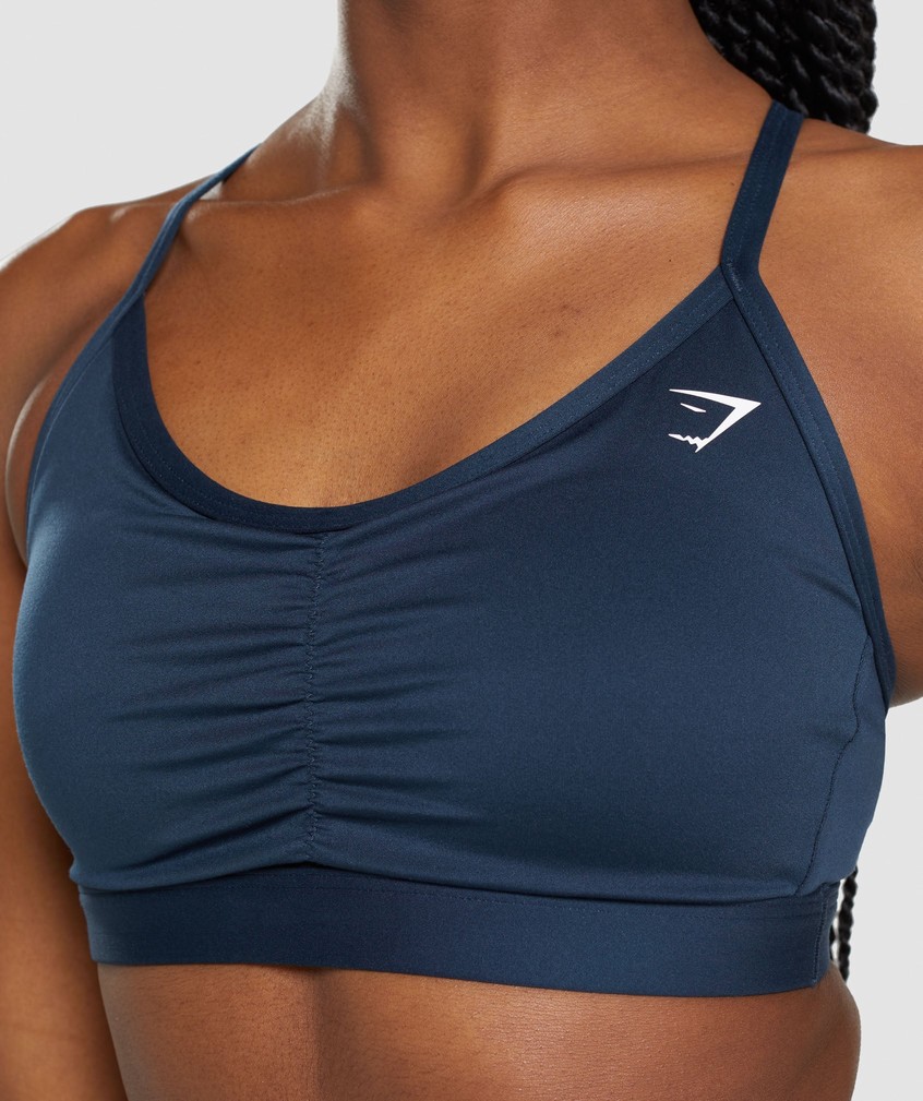 Navy Women's Gymshark Ruched Sports Bra | USA-73152