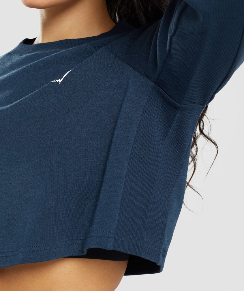 Navy Women's Gymshark Training Cropped Sweater | USA-79045