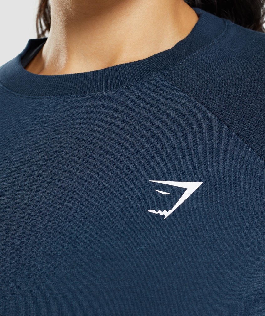 Navy Women's Gymshark Training Cropped Sweater | USA-79045