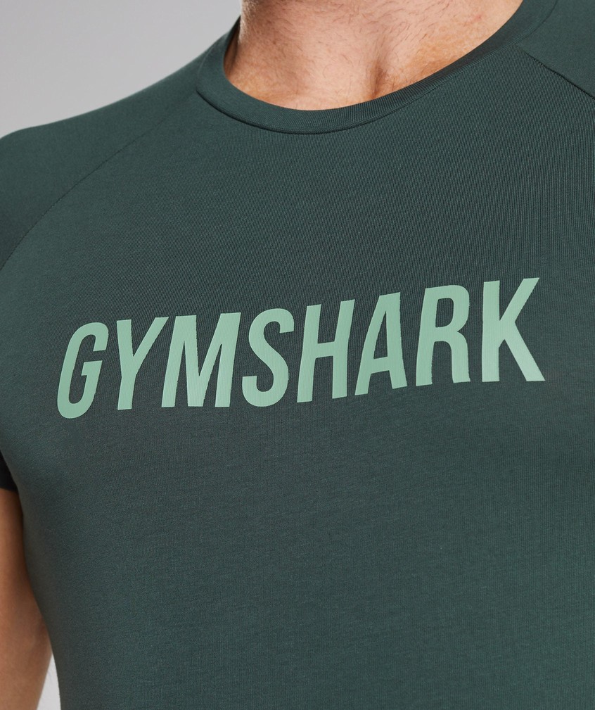 Obsidian Green Men's Gymshark Apollo T-Shirts | USA-91285