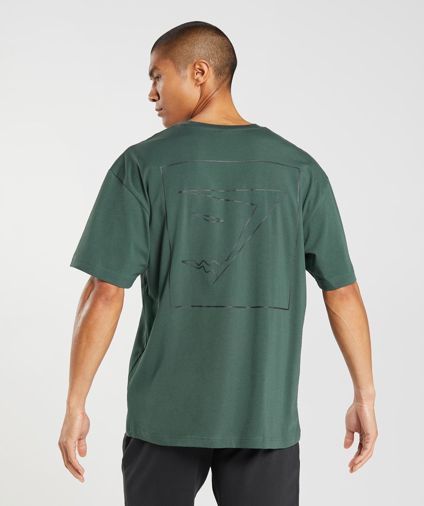 Obsidian Green Men's Gymshark Outline Oversized T-Shirts | USA-01928