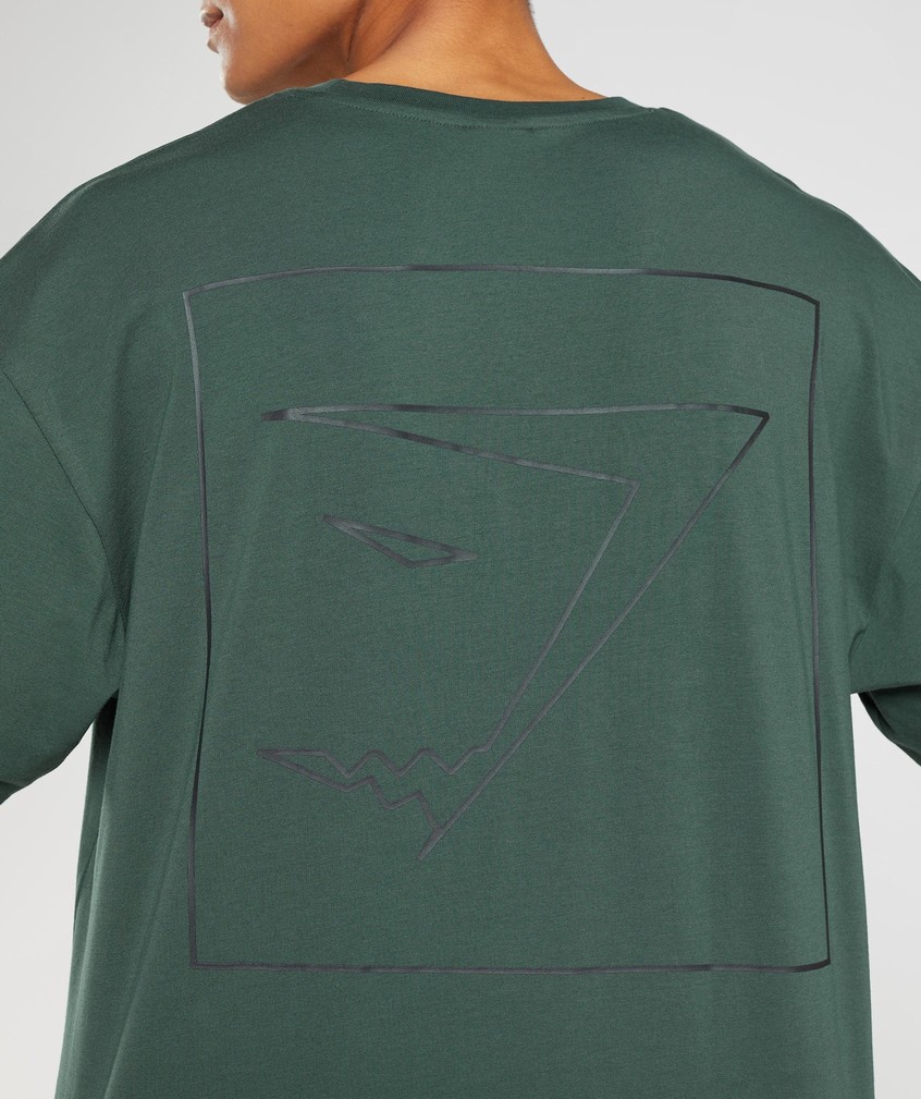 Obsidian Green Men's Gymshark Outline Oversized T-Shirts | USA-01928