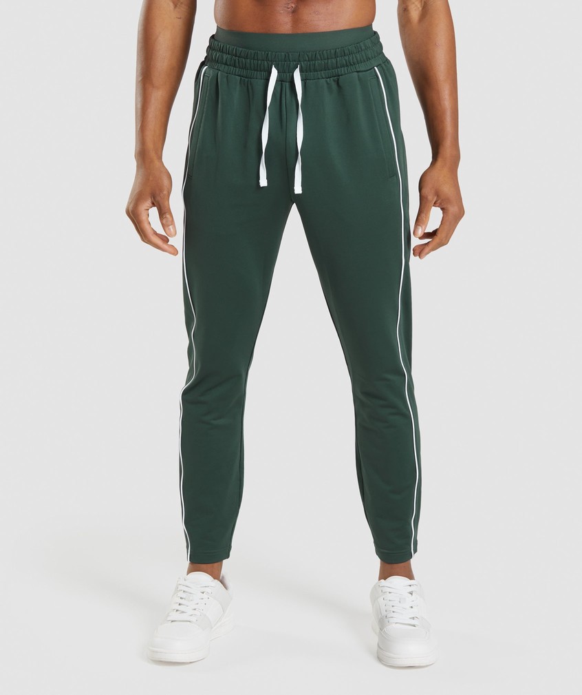 Obsidian Green / White Men\'s Gymshark Recess Joggers | USA-49672