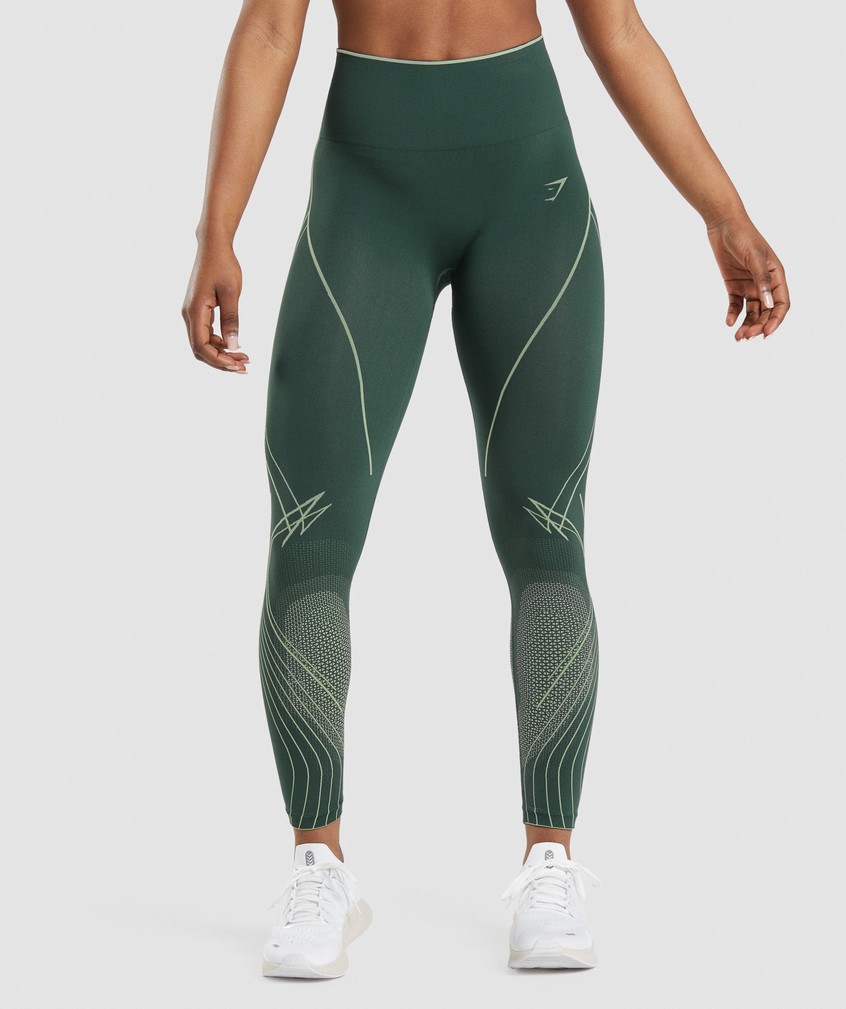 Obsidian Green Women\'s Gymshark Apex Seamless High Rise Leggings | USA-12304