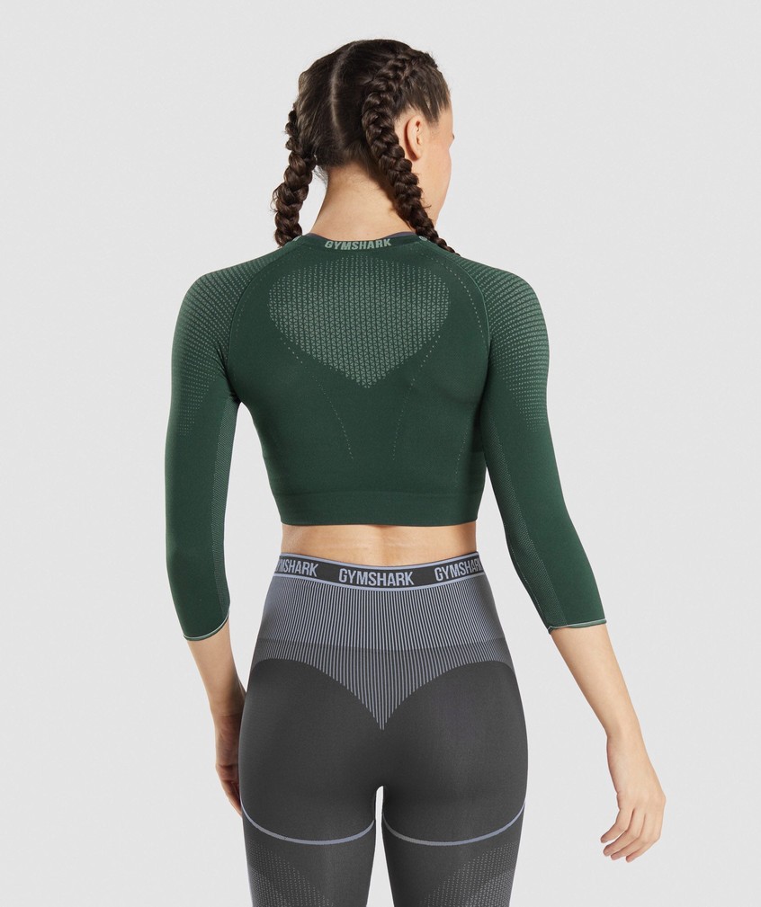 Obsidian Green Women's Gymshark Apex Seamless Crop Top T-Shirts | USA-38042