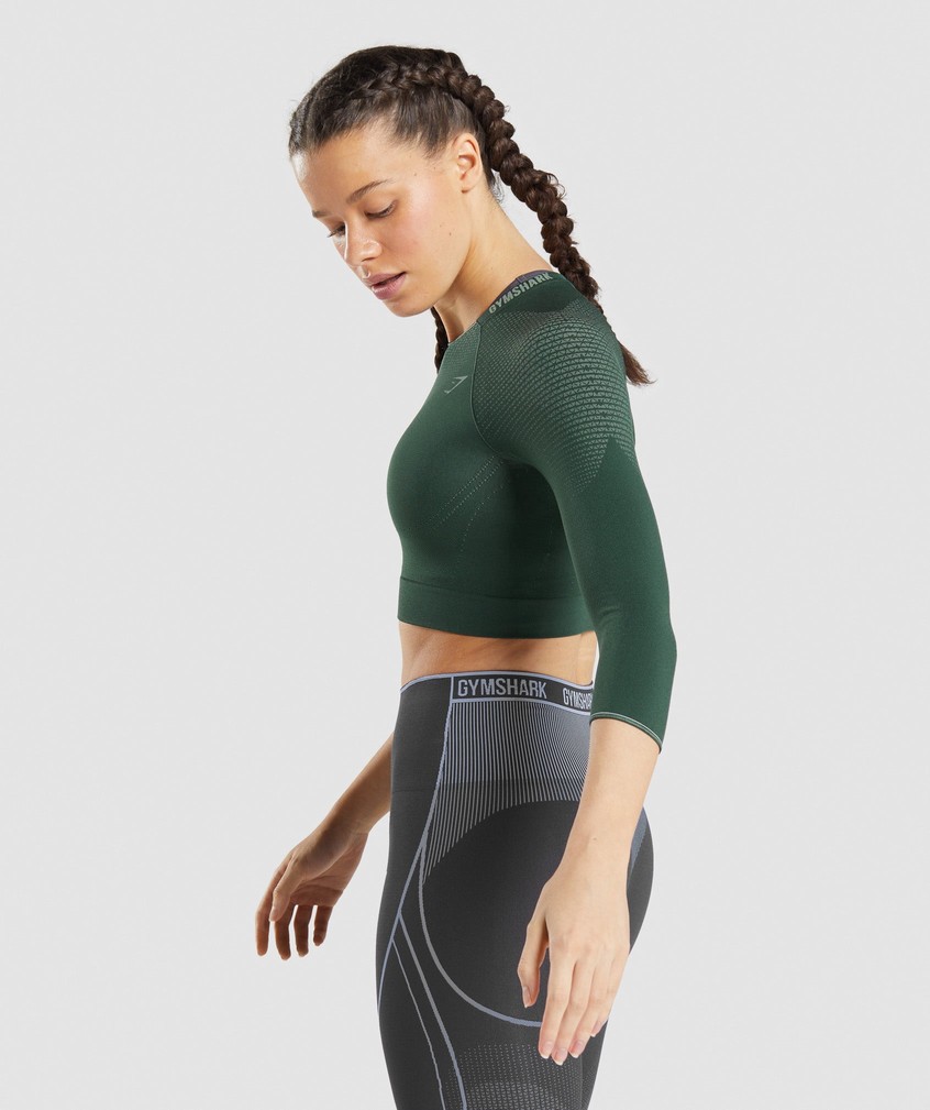 Obsidian Green Women's Gymshark Apex Seamless Crop Top T-Shirts | USA-38042