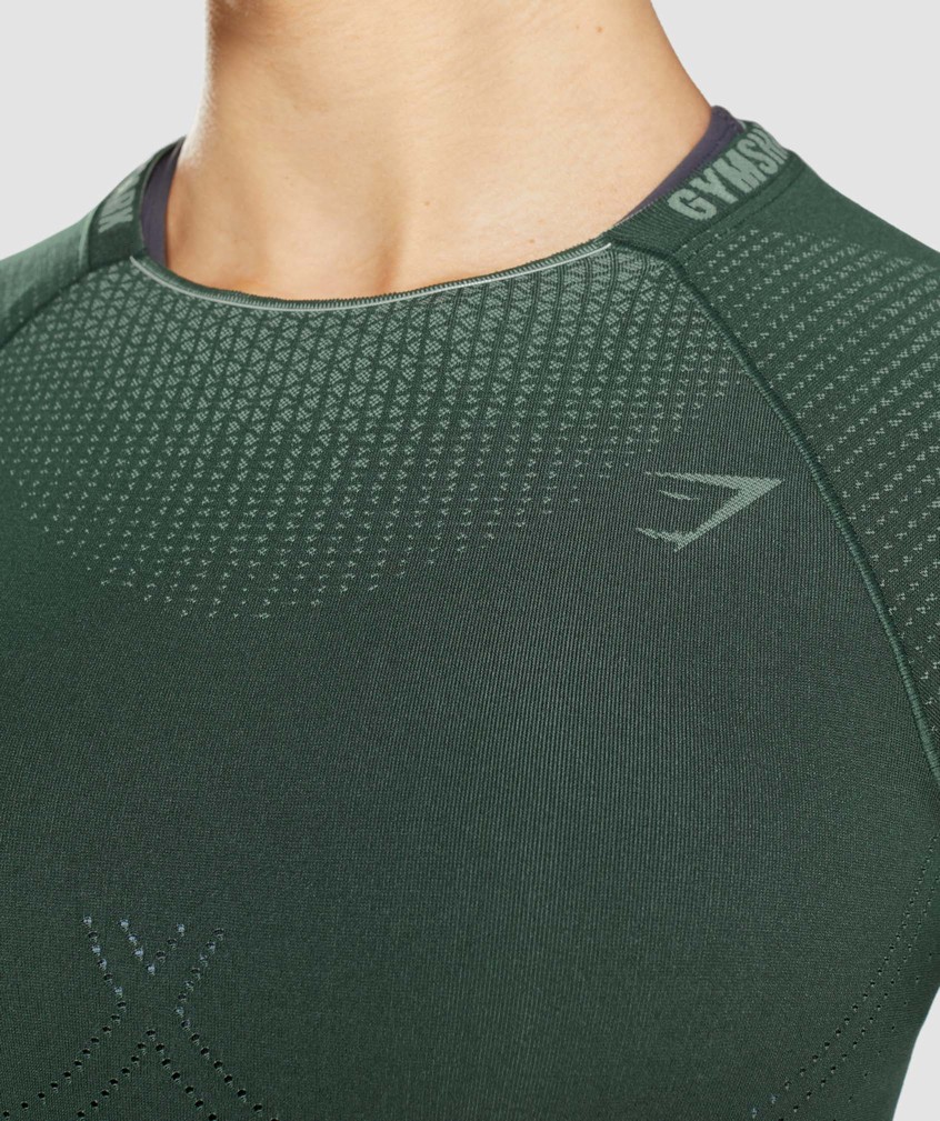 Obsidian Green Women's Gymshark Apex Seamless Crop Top T-Shirts | USA-38042