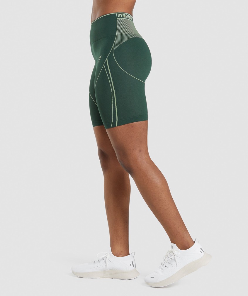 Obsidian Green Women's Gymshark Apex Seamless High Rise Short Shorts | USA-46829