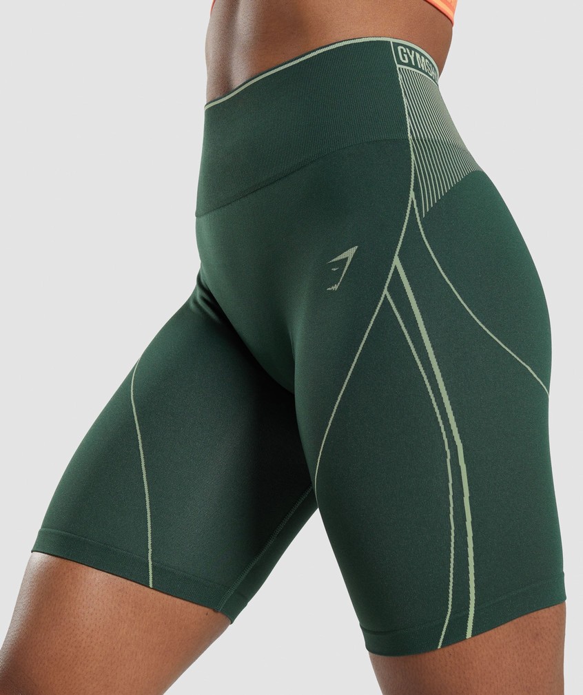 Obsidian Green Women's Gymshark Apex Seamless High Rise Short Shorts | USA-46829