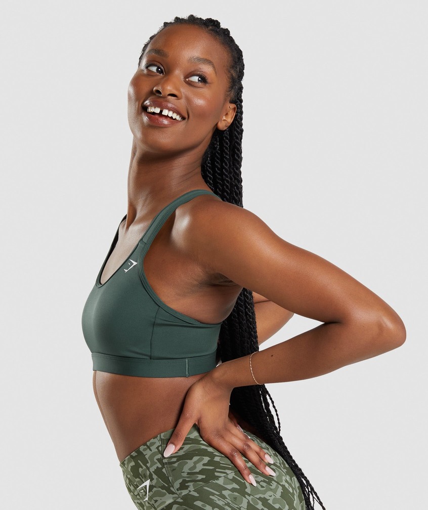 Obsidian Green Women's Gymshark Scoop Neck Sports Bra | USA-90746