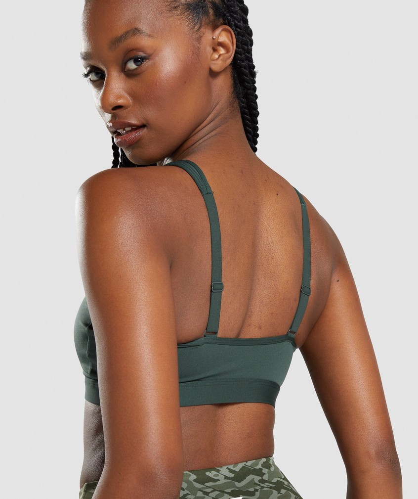 Obsidian Green Women's Gymshark Scoop Neck Sports Bra | USA-90746