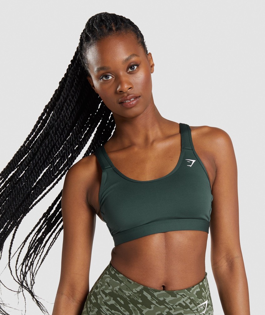 Obsidian Green Women\'s Gymshark Scoop Neck Sports Bra | USA-90746