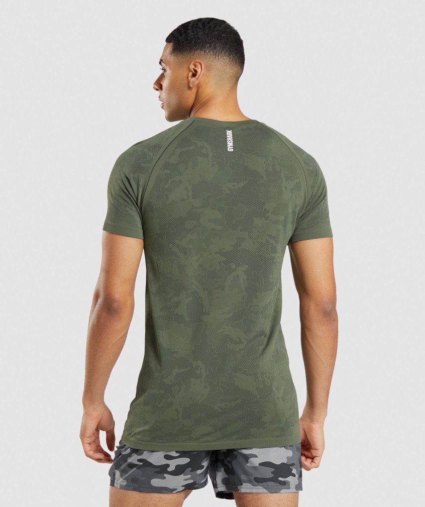 Olive / Black Men's Gymshark Geo Seamless T-Shirts | USA-72913