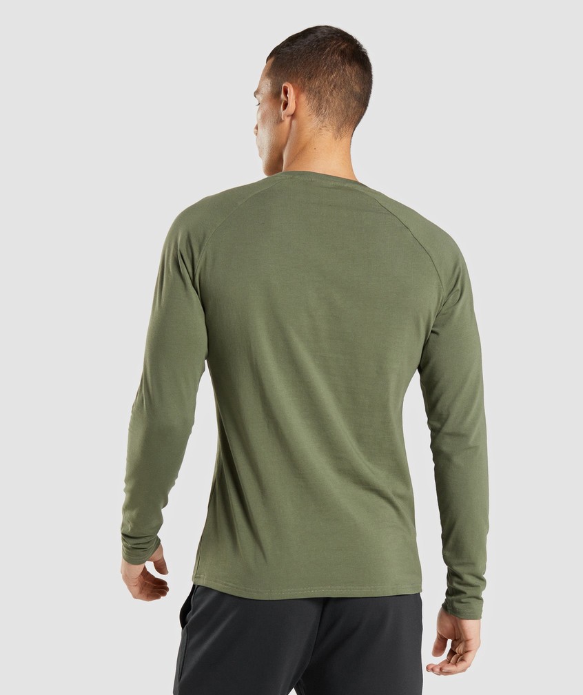 Olive Men's Gymshark Apollo Long Sleeve T-Shirts | USA-62943