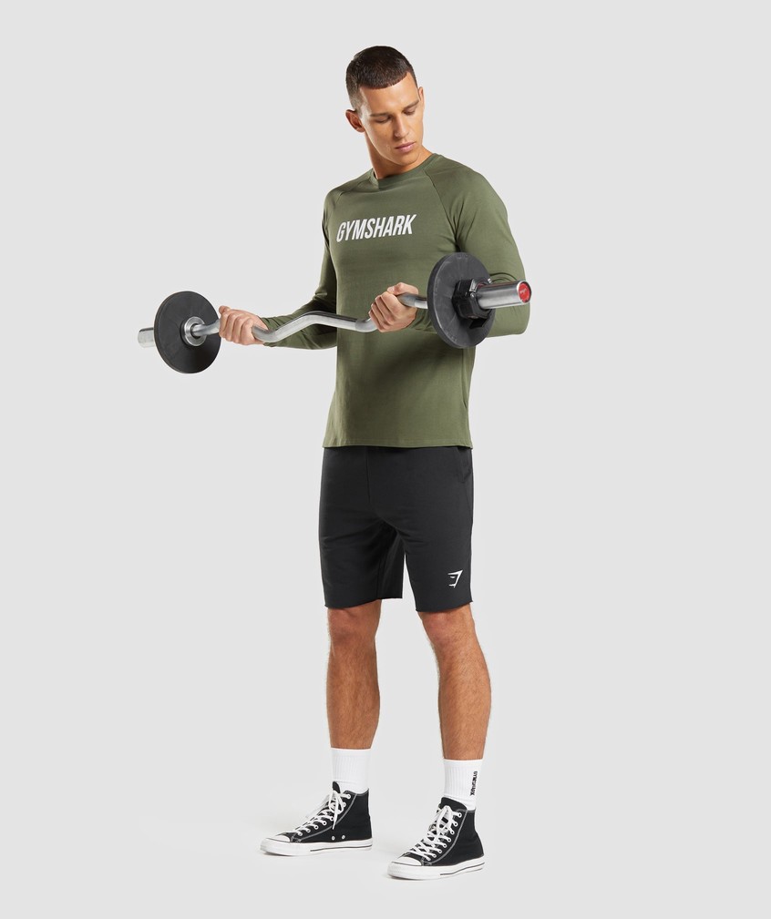 Olive Men's Gymshark Apollo Long Sleeve T-Shirts | USA-62943