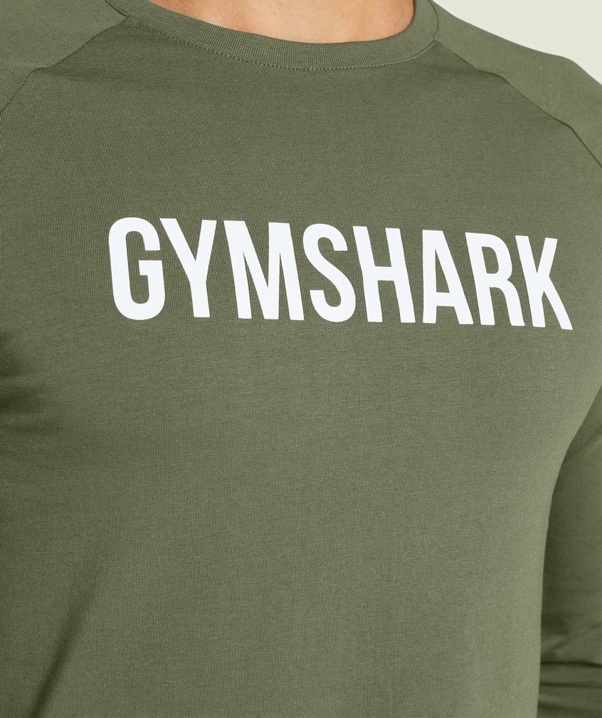 Olive Men's Gymshark Apollo Long Sleeve T-Shirts | USA-62943