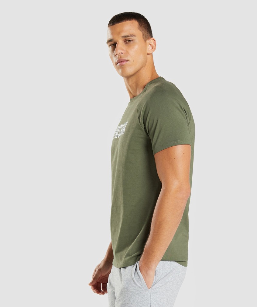 Olive Men's Gymshark Apollo T-Shirts | USA-97240