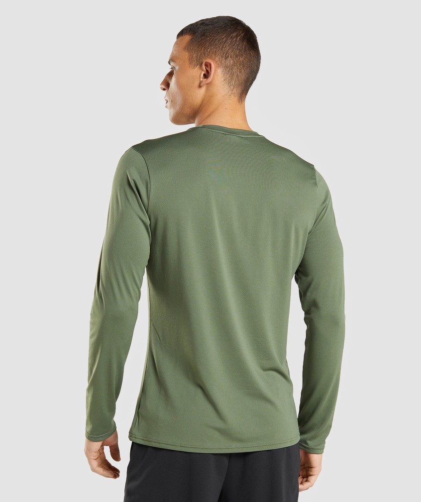 Olive Men's Gymshark Arrival Long Sleeve T-Shirts | USA-57604