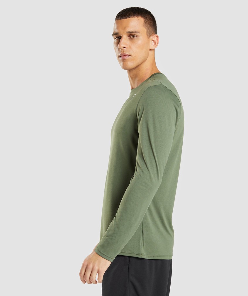 Olive Men's Gymshark Arrival Long Sleeve T-Shirts | USA-57604