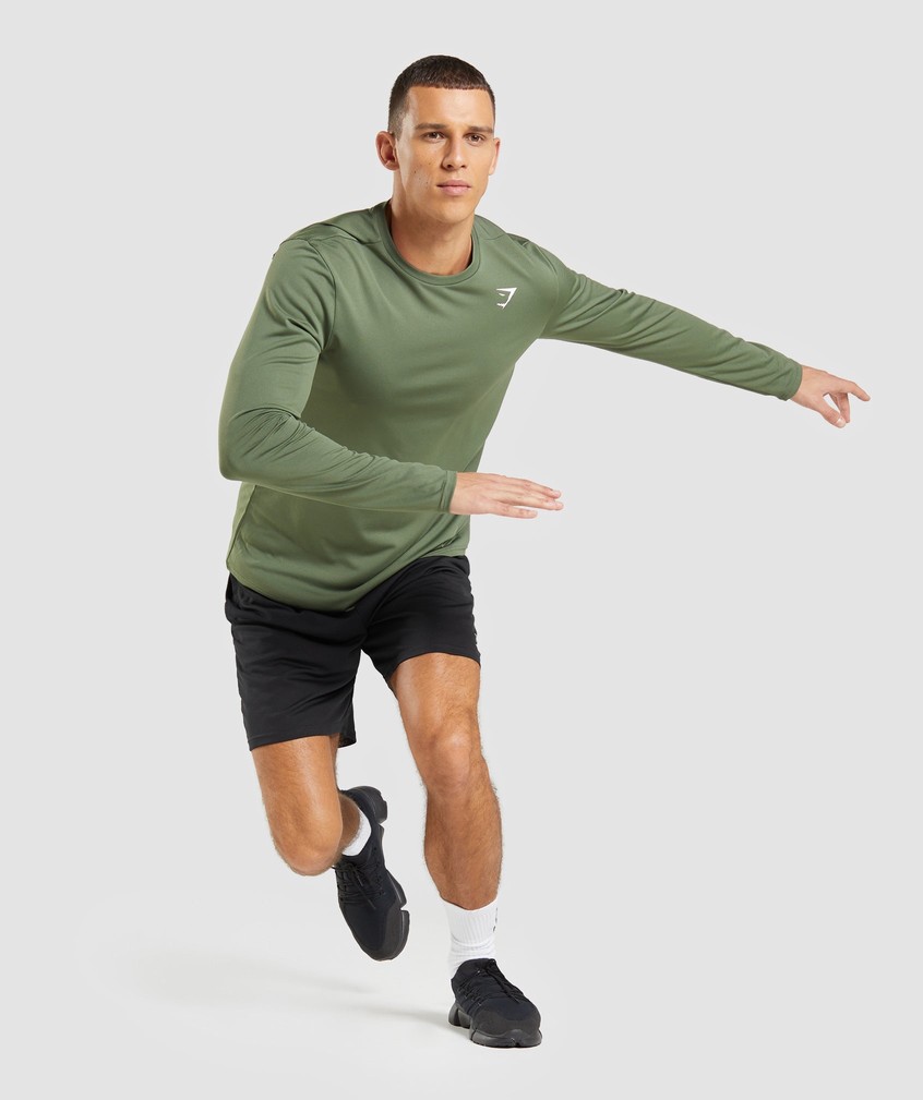 Olive Men's Gymshark Arrival Long Sleeve T-Shirts | USA-57604