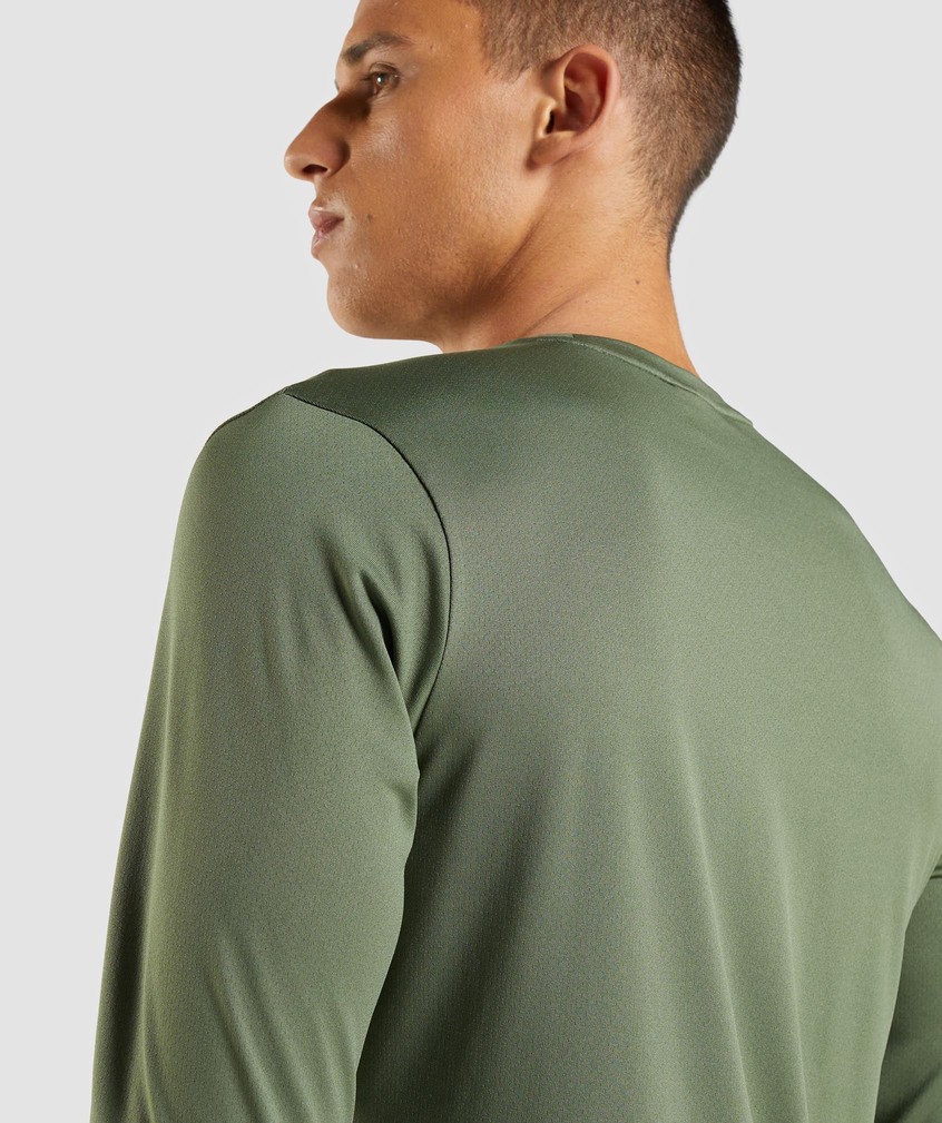 Olive Men's Gymshark Arrival Long Sleeve T-Shirts | USA-57604