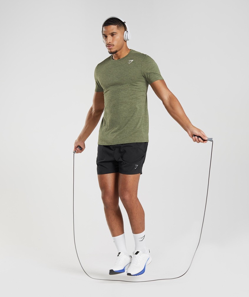 Olive Men's Gymshark Arrival Marl T-Shirts | USA-27804