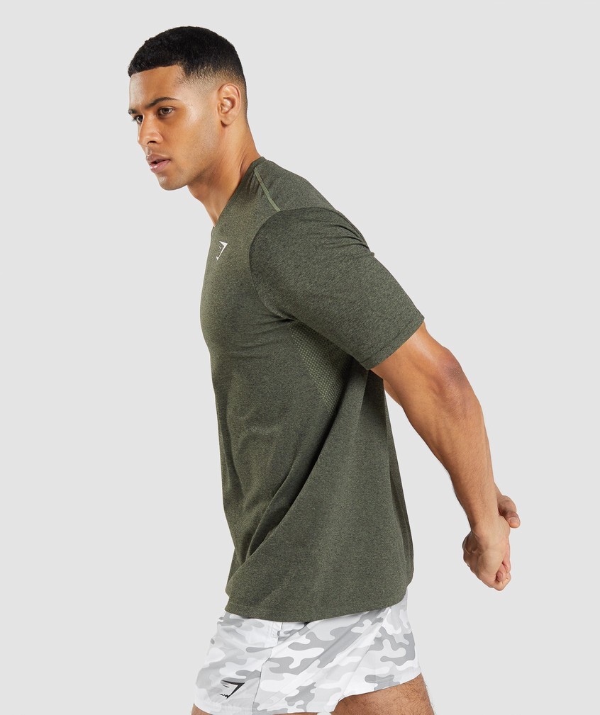 Olive Men's Gymshark Arrival Seamless Short Sleeve T-Shirts | USA-13859