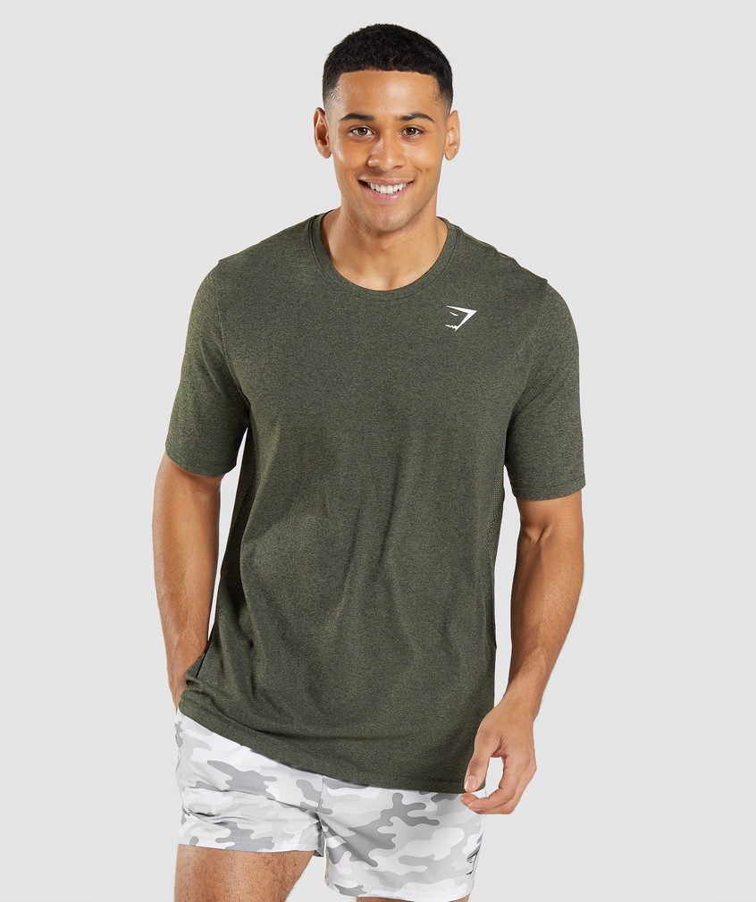 Olive Men\'s Gymshark Arrival Seamless Short Sleeve T-Shirts | USA-13859