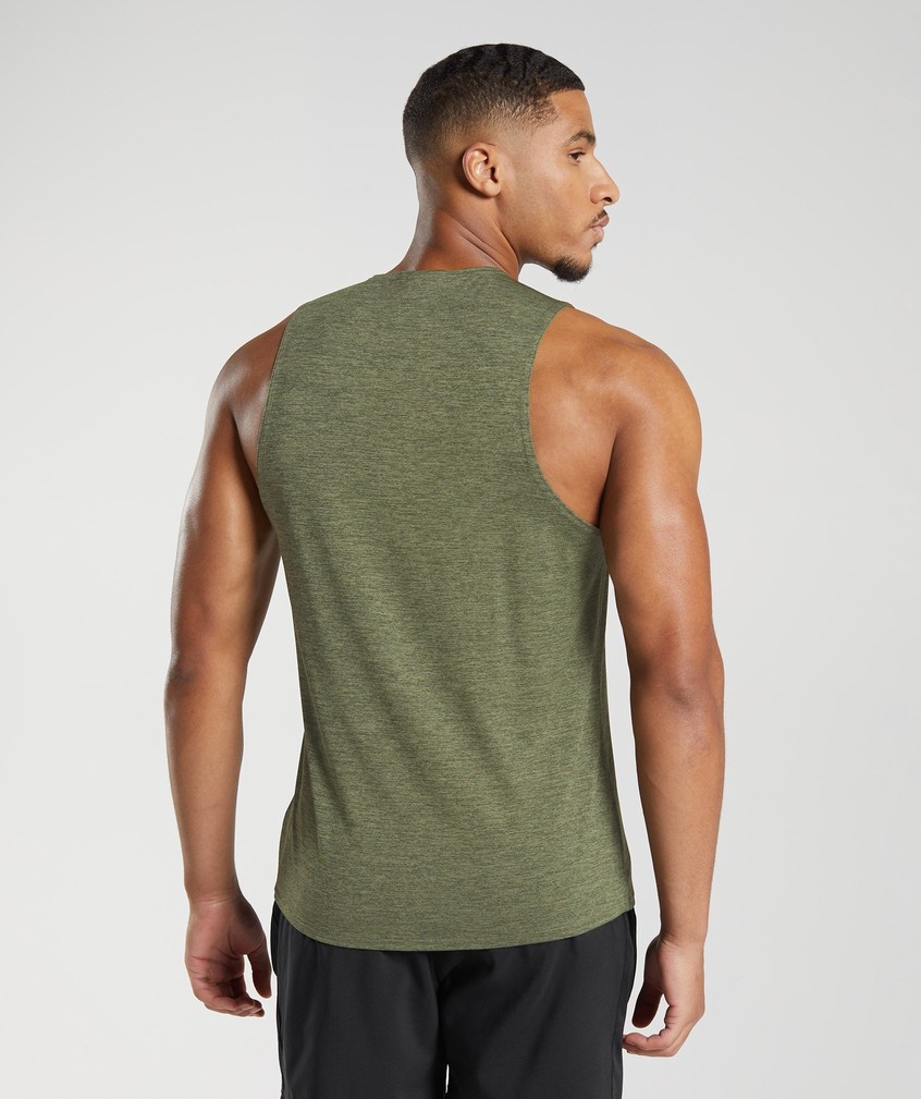 Olive Men's Gymshark Arrival Slim Marl Tank | USA-08327