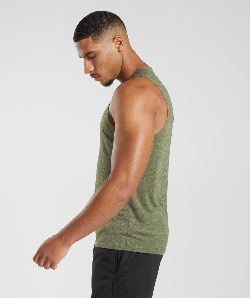 Olive Men's Gymshark Arrival Slim Marl Tank | USA-08327