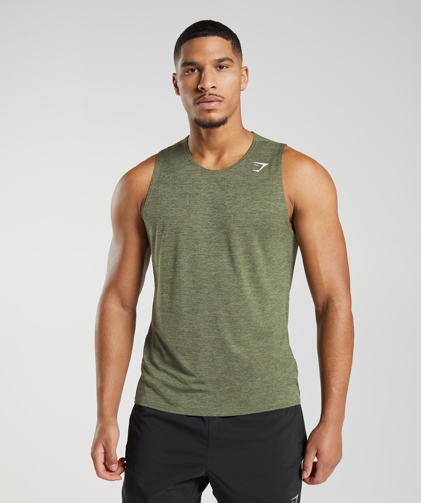 Olive Men\'s Gymshark Arrival Slim Marl Tank | USA-08327